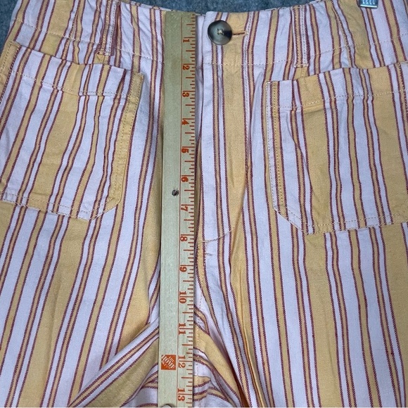 Anthropologie x Maeve Colette Striped Linen Blend Cropped Wide Leg Pants - Sz 28 - Picture 11 of 12